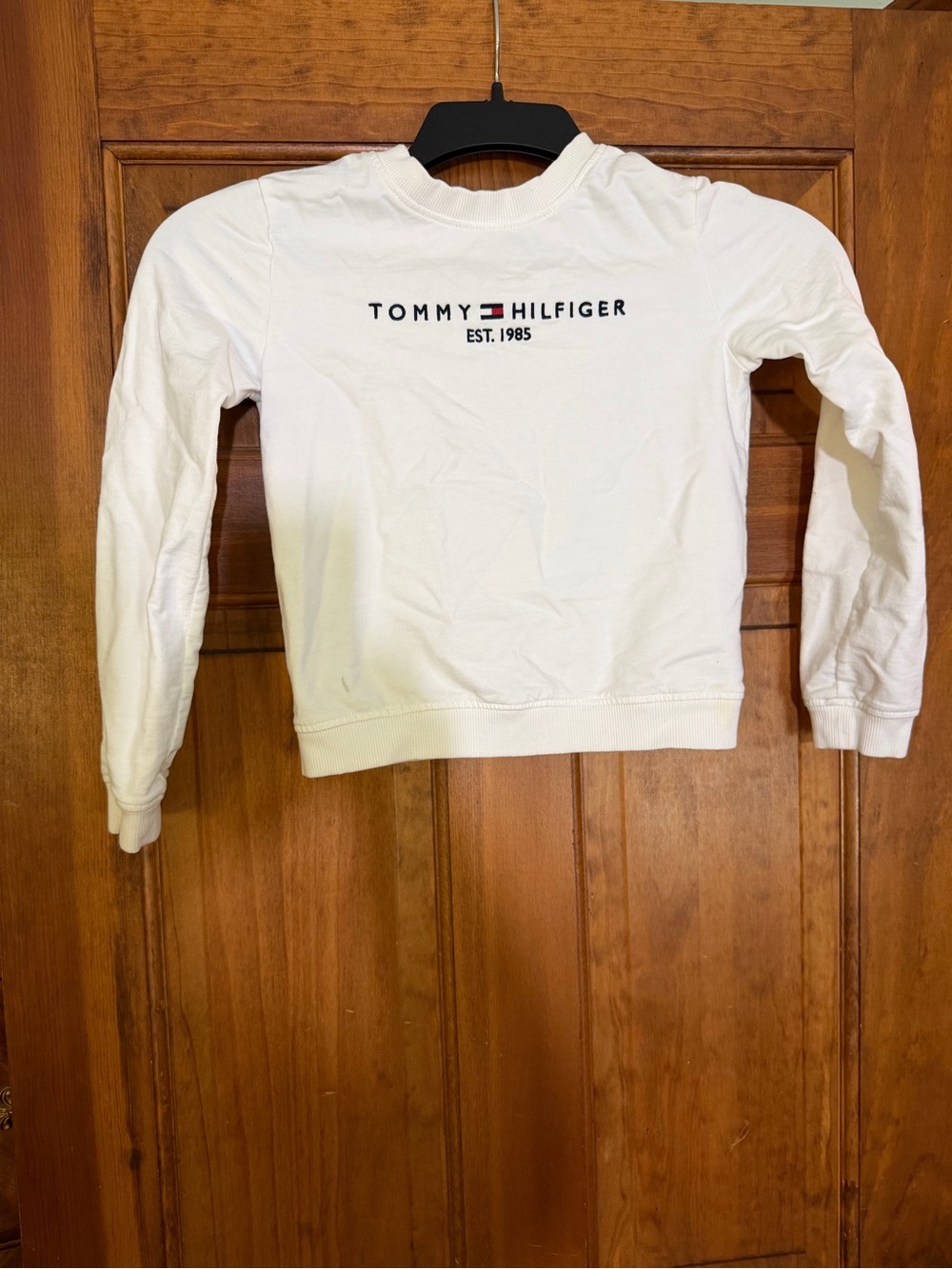 Tommy Hilfiger Girls M 8-10 White Logo Crewneck Sweatshirt Cotton